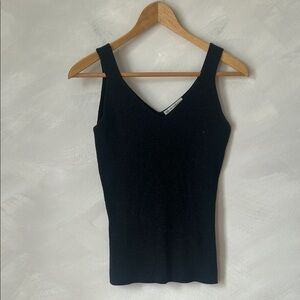 Vintage V neck tank top black with Metallic sparkles size small